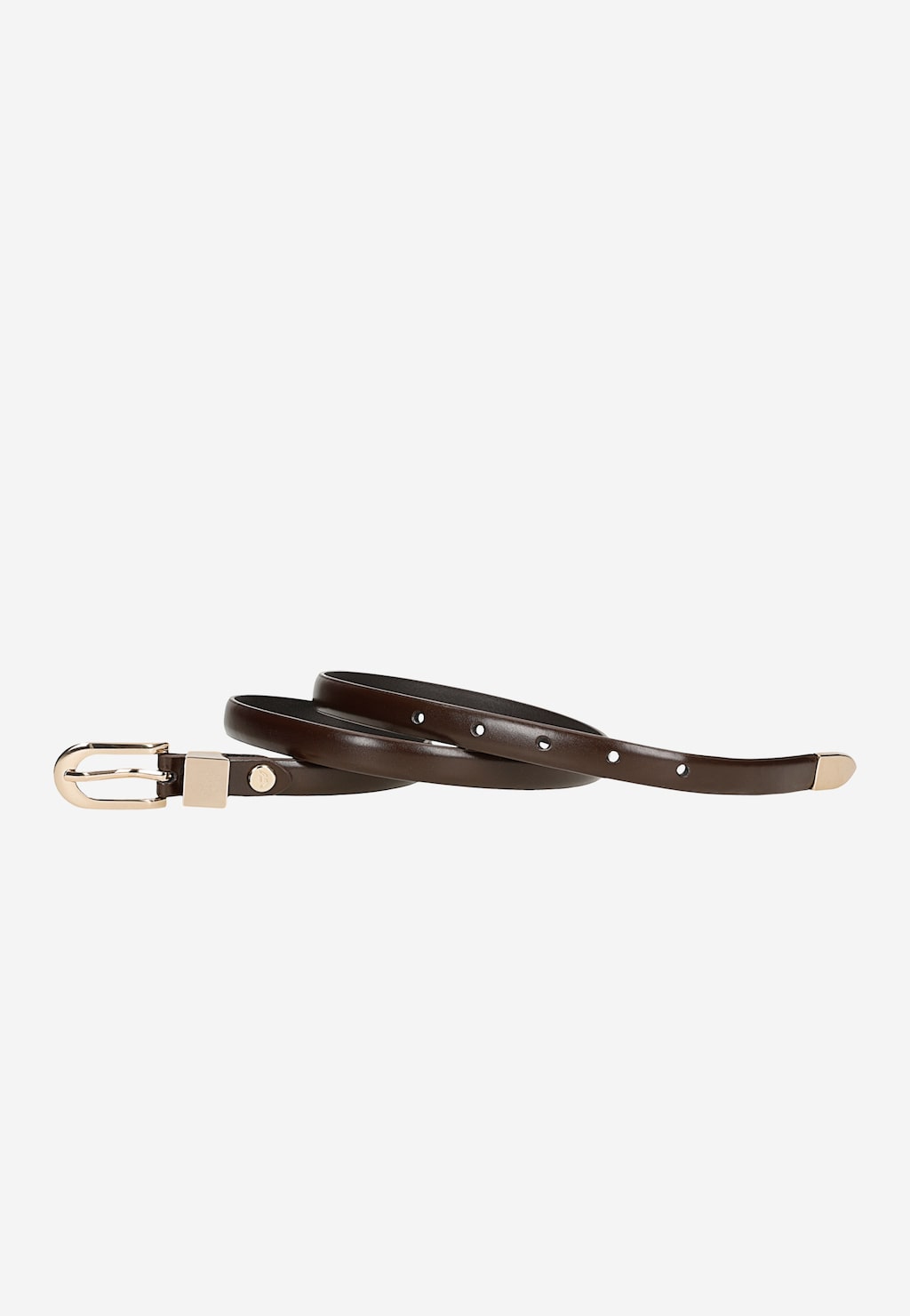 Wąski pasek damski w kolorze brązowym ze złotymi detalami 93137-53 Widok 4