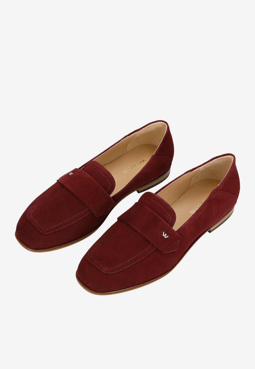 Bordowe mokasyny damskie ze skóry naturalnej 46298-65 Widok 7