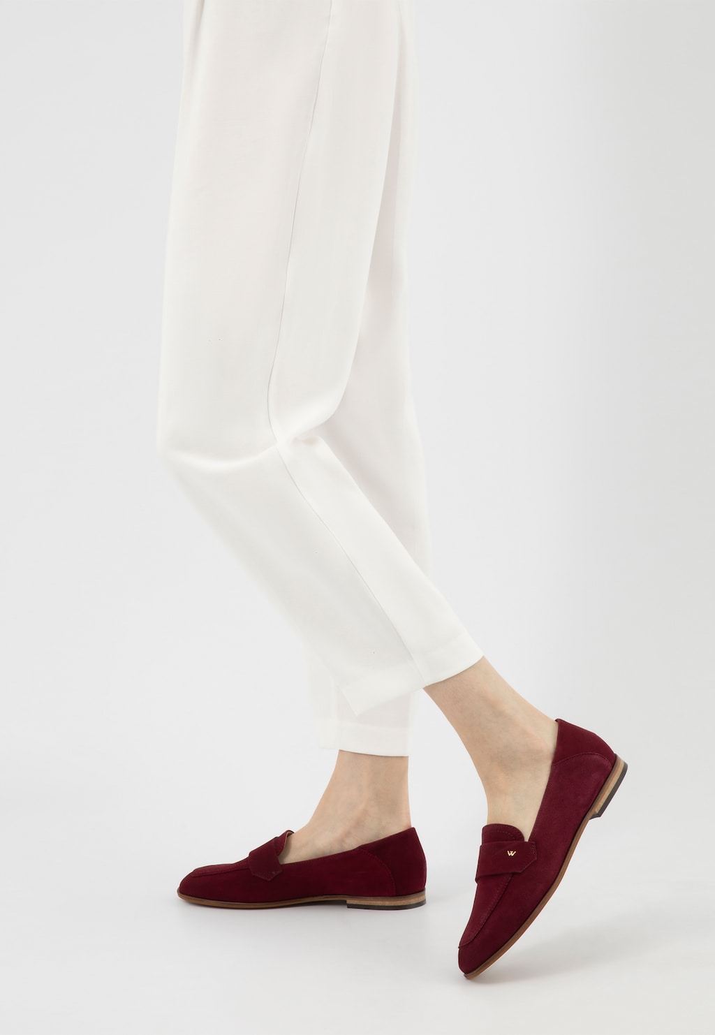 Bordowe mokasyny damskie ze skóry naturalnej 46298-65 Widok 8