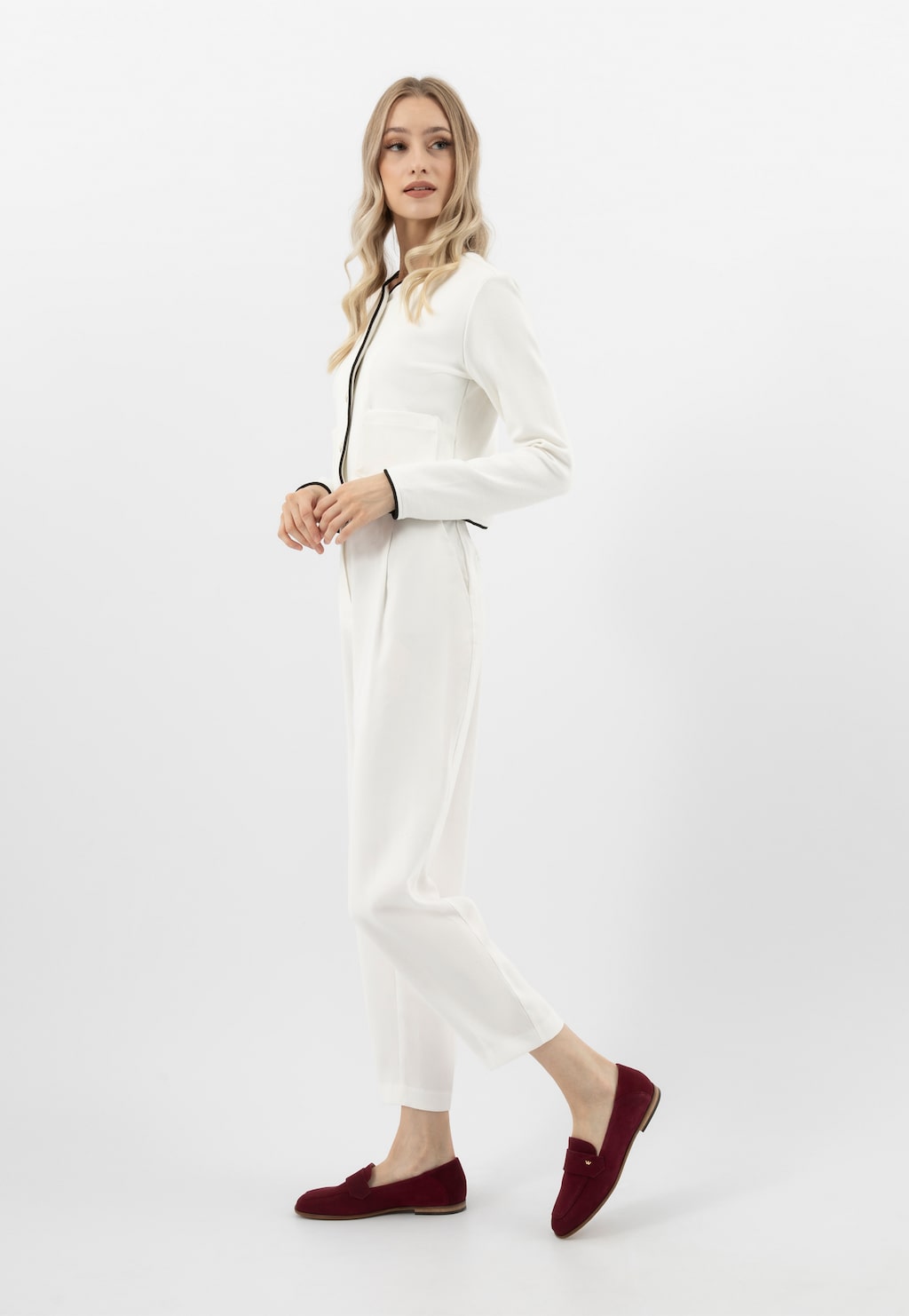 Bordowe mokasyny damskie ze skóry naturalnej 46298-65 Widok 9