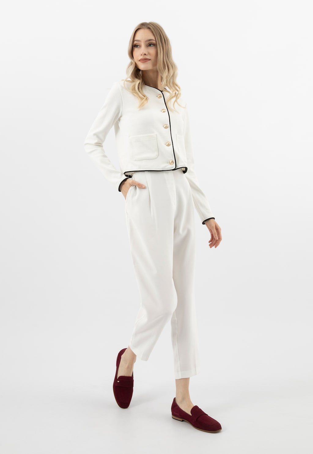 Bordowe mokasyny damskie ze skóry naturalnej 46298-65 Widok 10