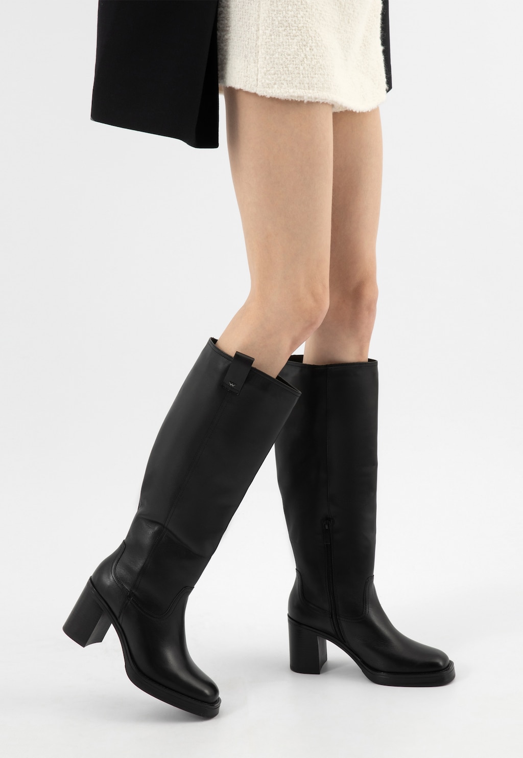 Černé kozačky ke kolenům na stabilním podpatku 71066-51 Widok 7
