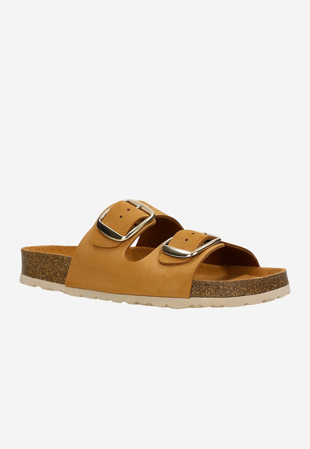 Světle hnědé nubukové žabky na korkové podrážce 74077-22 Widok 3