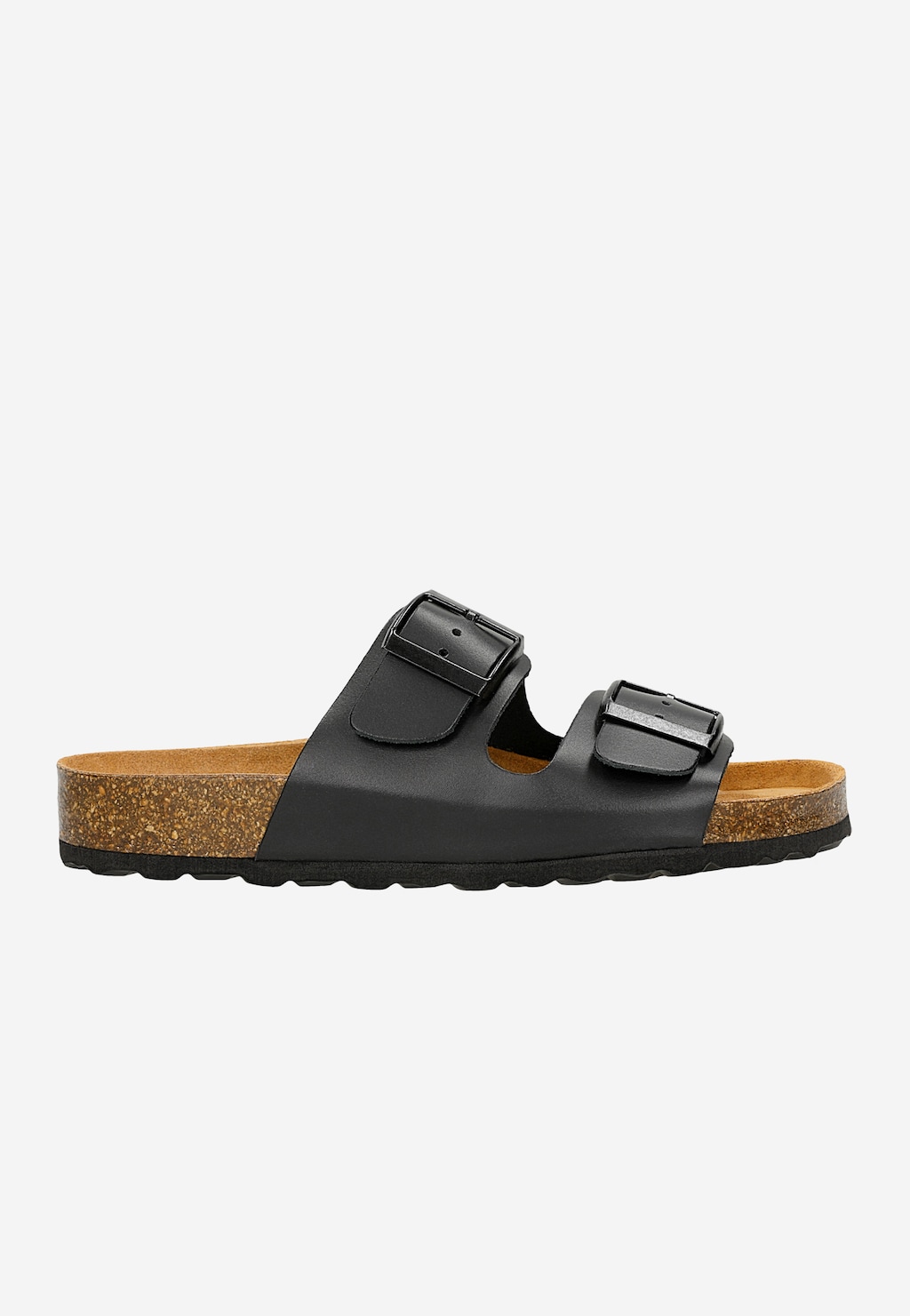 Černé dámské pantofle s řemínky a korkovou podrážkou 74077-51 Widok 2