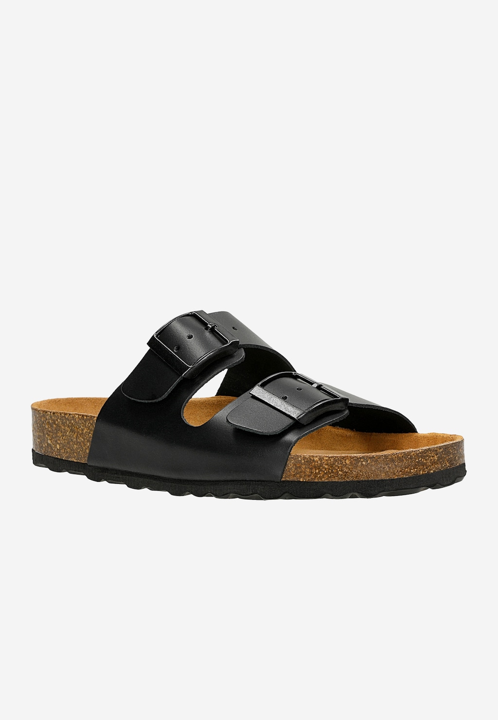 Černé dámské pantofle s řemínky a korkovou podrážkou 74077-51 Widok 3