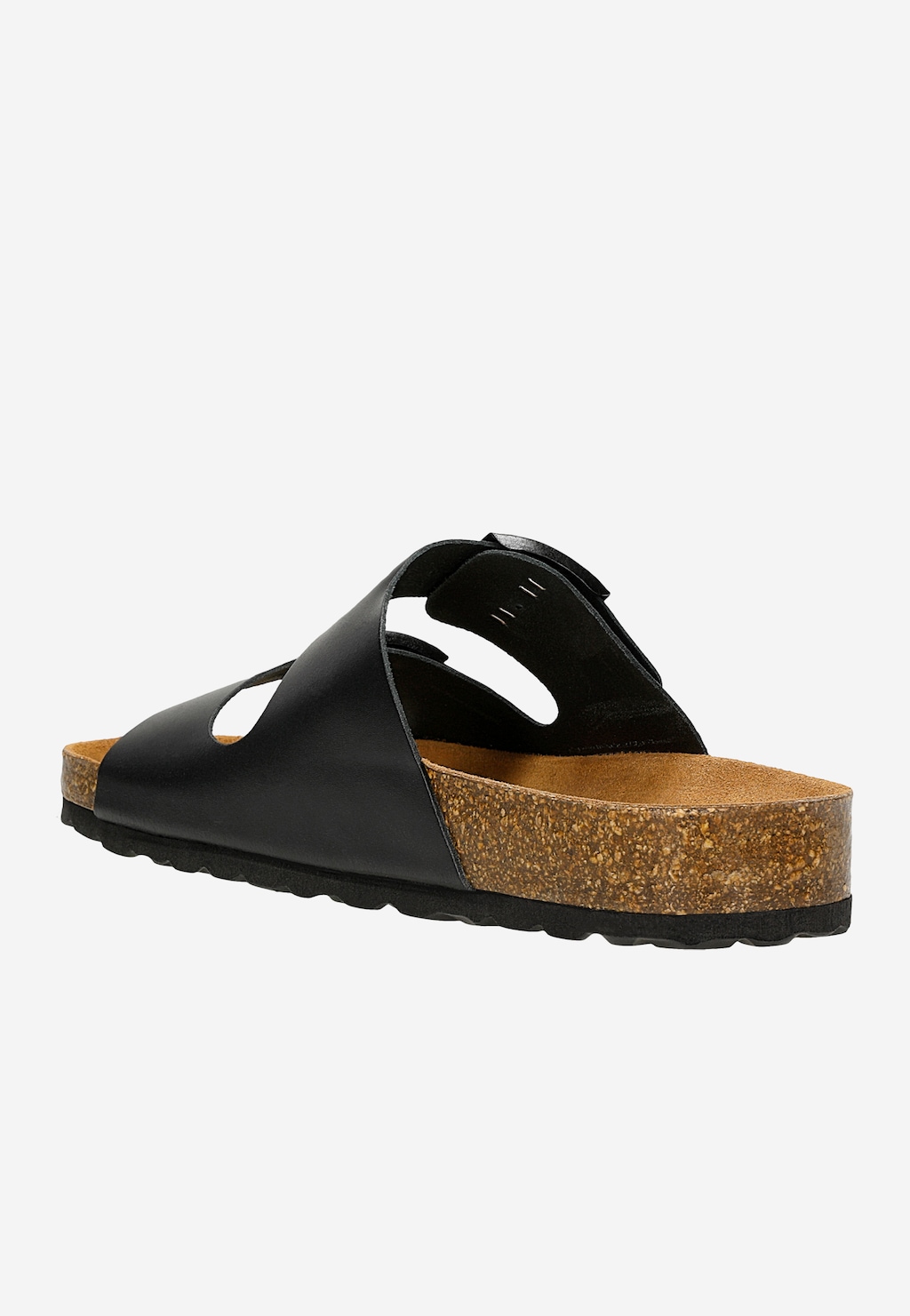 Černé dámské pantofle s řemínky a korkovou podrážkou 74077-51 Widok 4