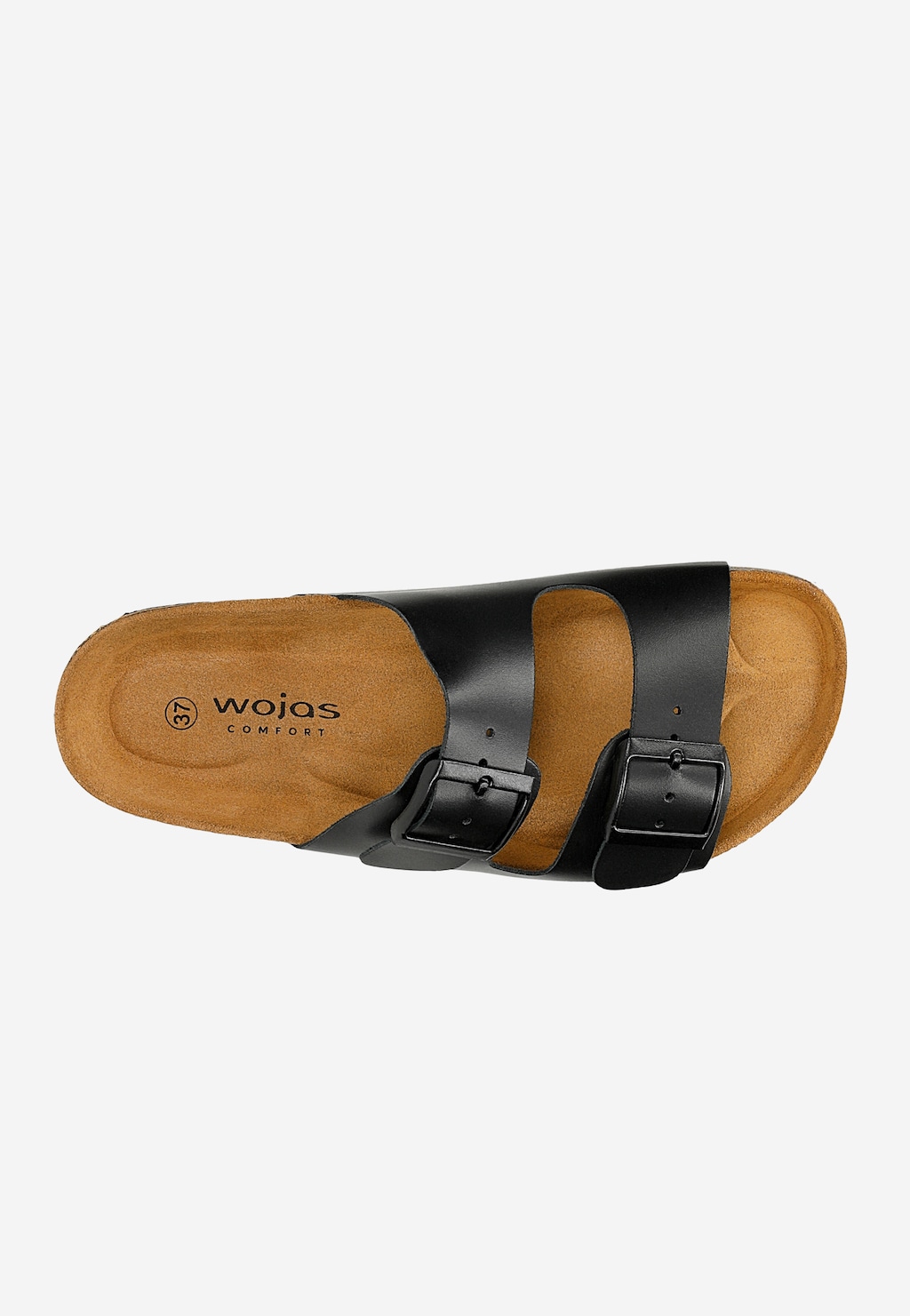 Černé dámské pantofle s řemínky a korkovou podrážkou 74077-51 Widok 5