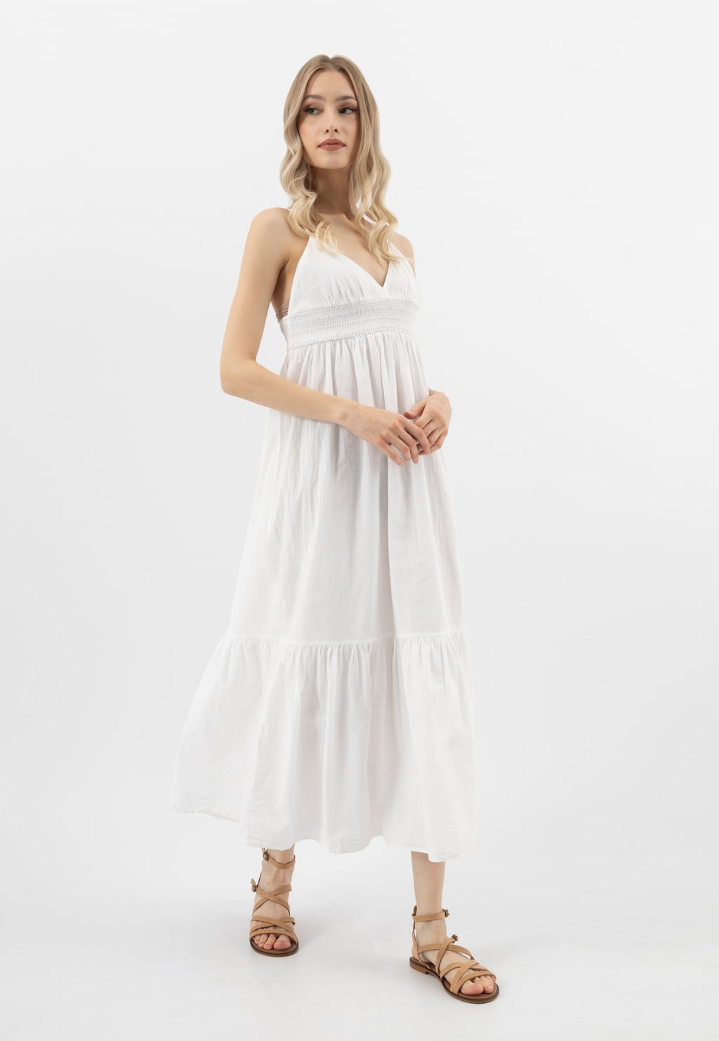 Béžové dámské sandály s tenkými řemínky 76209-54 Widok 7