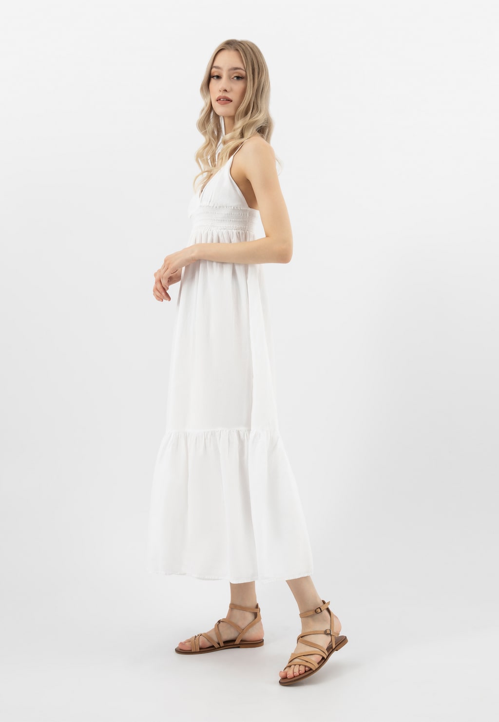 Béžové dámské sandály s tenkými řemínky 76209-54 Widok 8