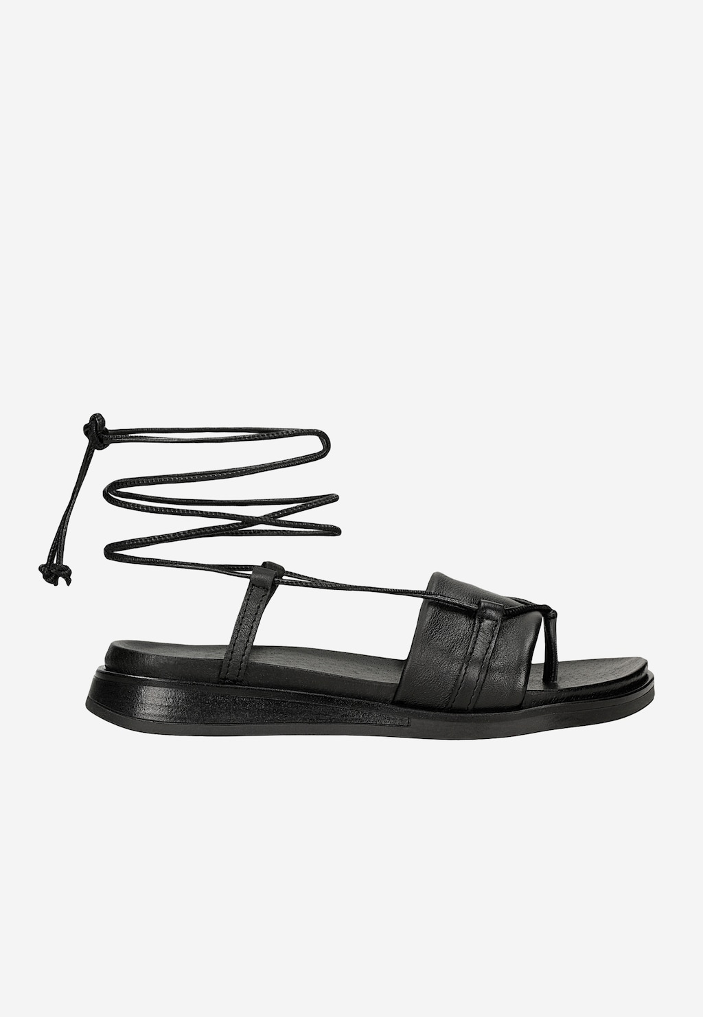 Čierne ploché dámske sandále viazané na členku 76233-81 Widok 2