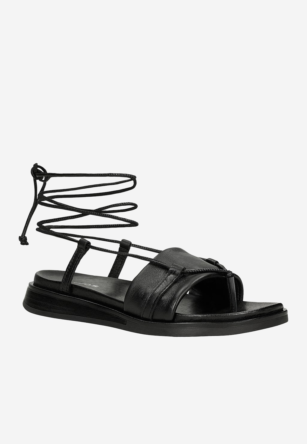 Čierne ploché dámske sandále viazané na členku 76233-81 Widok 3
