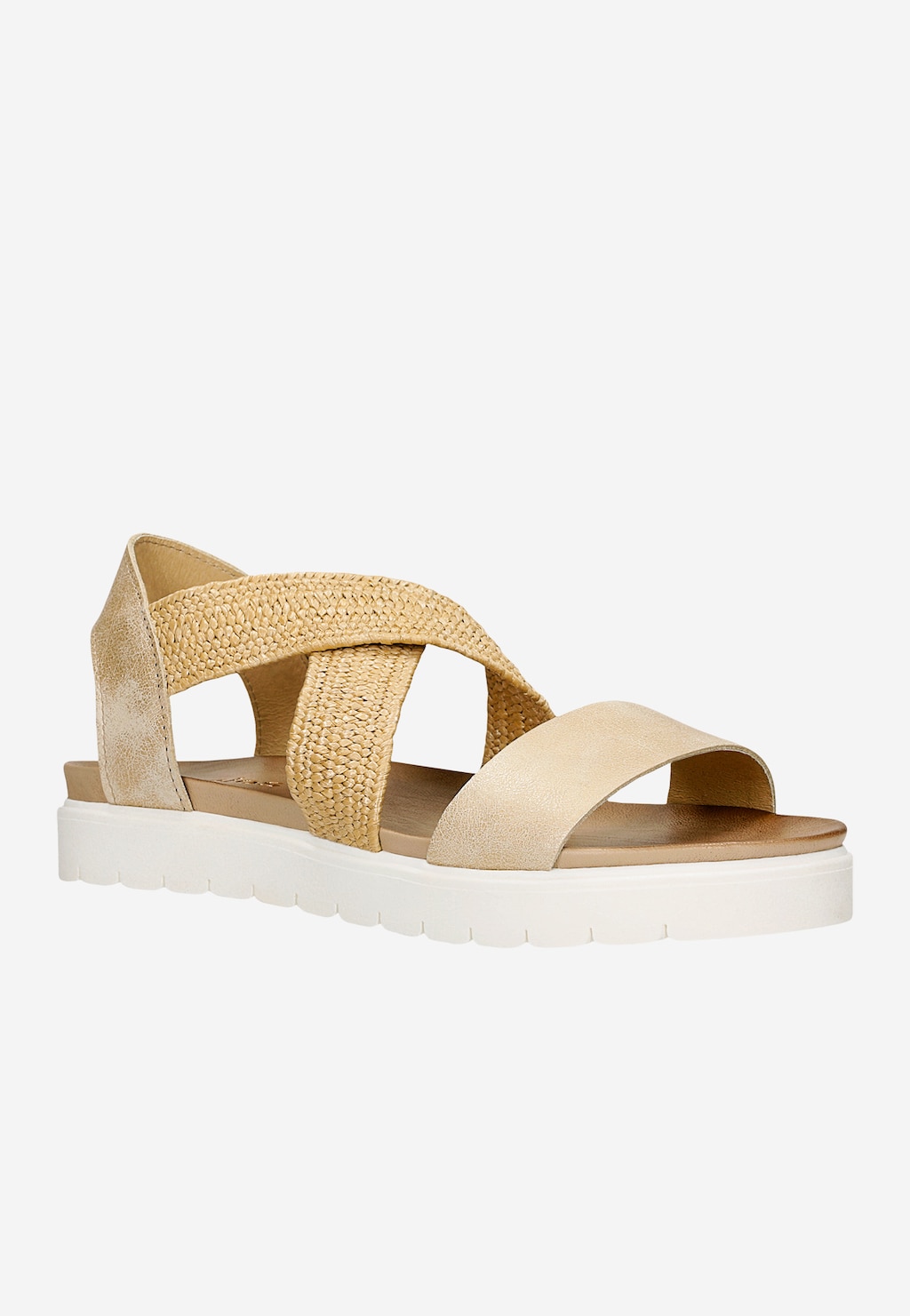 Zlaté dámské sandály s pletenými textilními pásky 76238-88 Widok 3