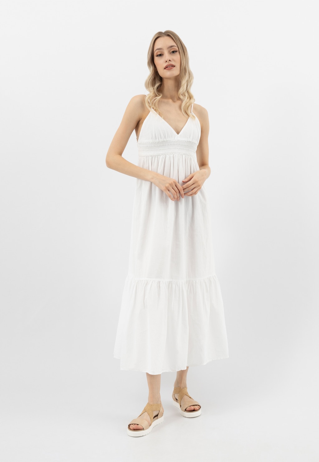 Zlaté dámské sandály s pletenými textilními pásky 76238-88 Widok 9