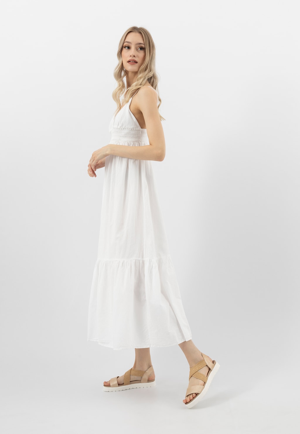 Zlaté dámské sandály s pletenými textilními pásky 76238-88 Widok 1