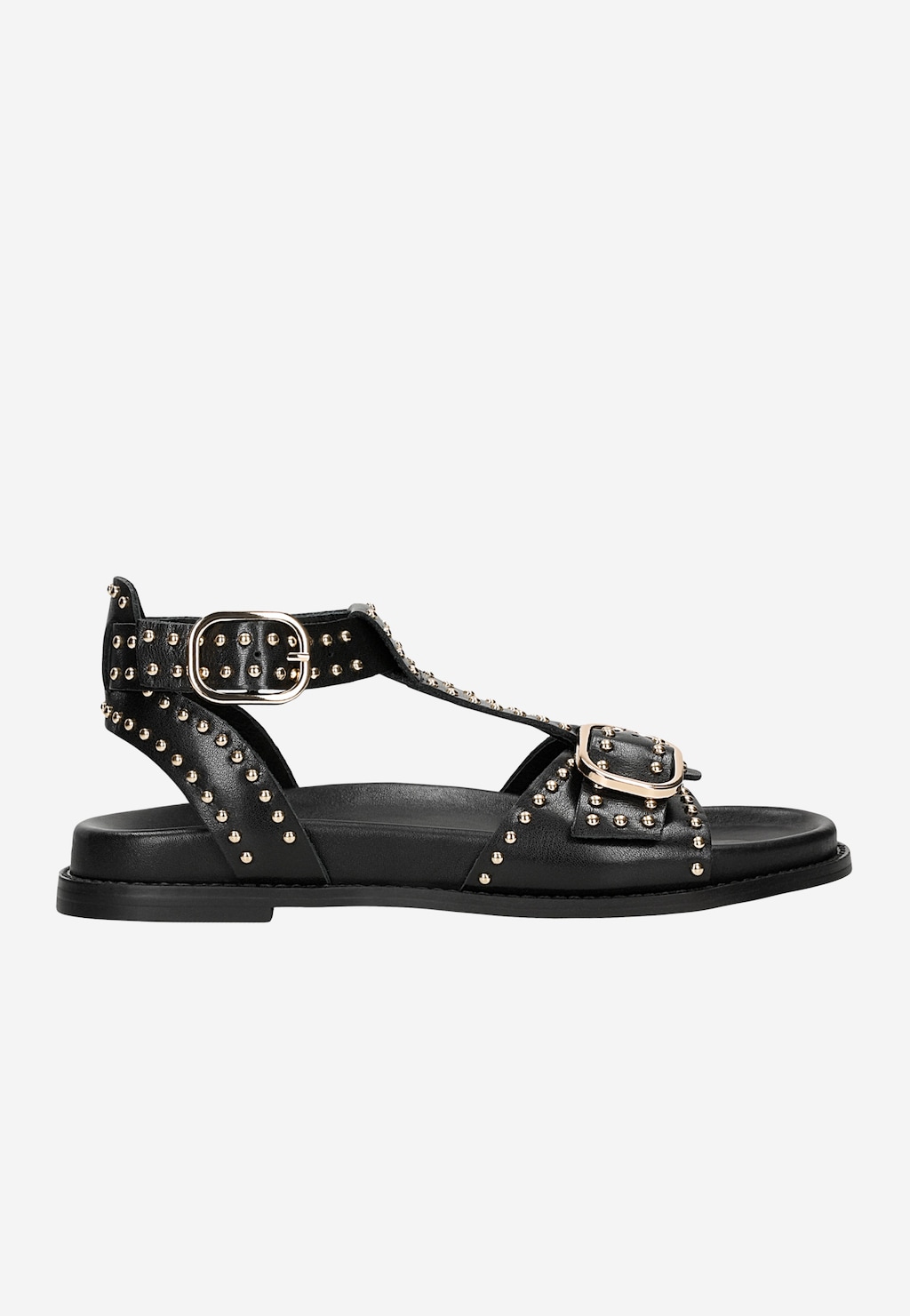 Płaskie skórzane sandały z dekoracyjnym wykończeniem w formie ćwieków 76240-51 Widok 2