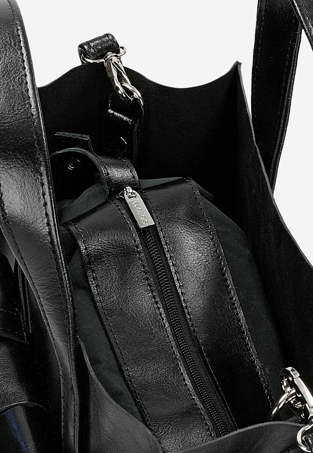 Duża skórzana torebka damska w kolorze czarnym 80245-51 Widok 6