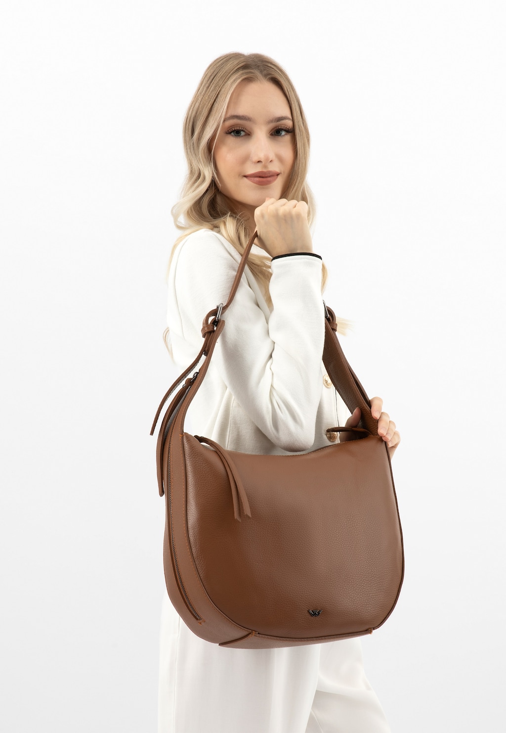 Velká hnědá kožená dámská kabelka 80367-53 Widok 8
