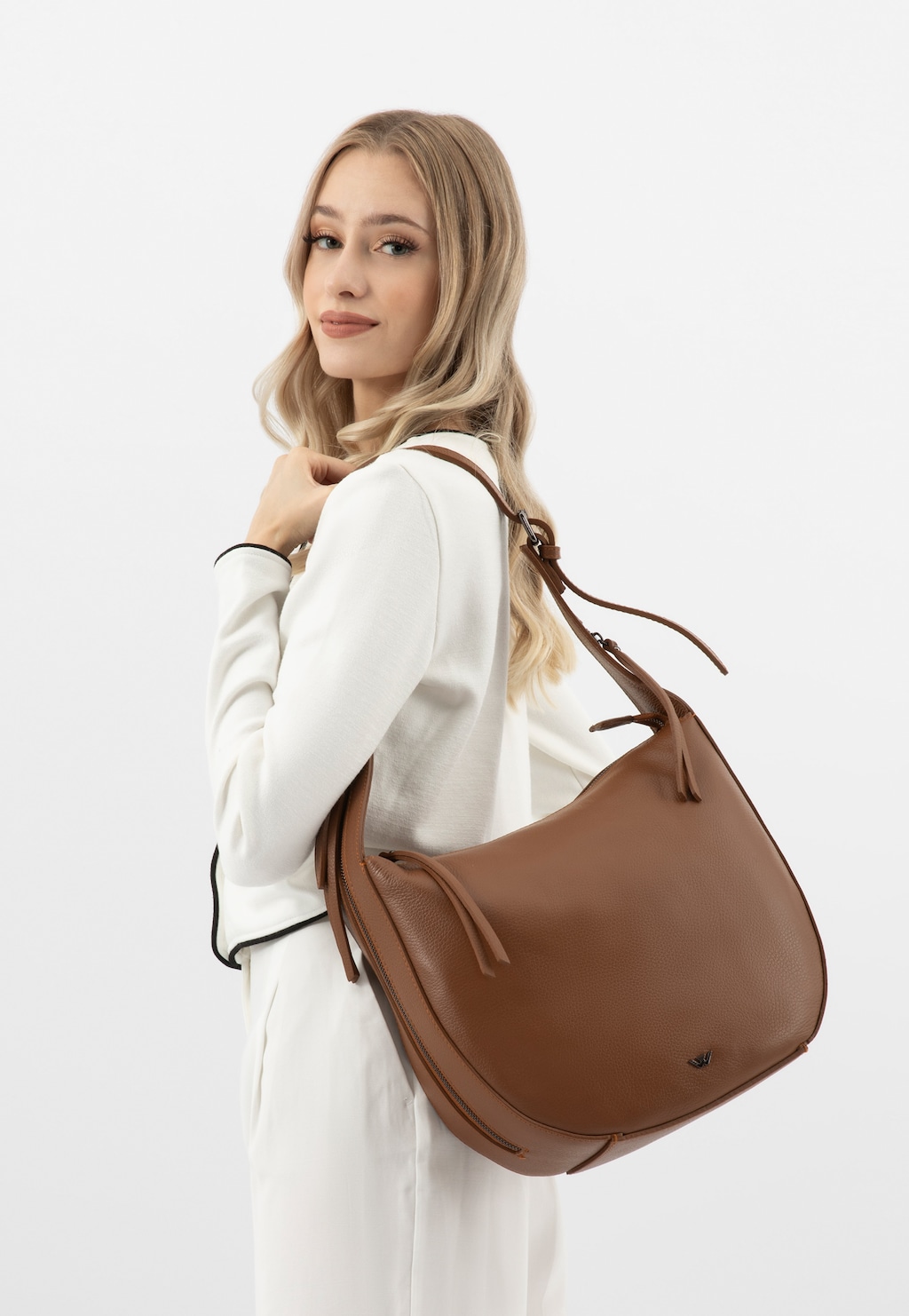 Velká hnědá kožená dámská kabelka 80367-53 Widok 1