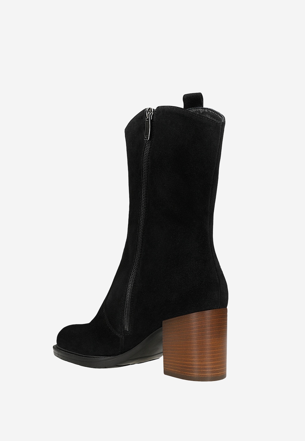 Czarne wysokie botki damskie na brązowym słupku 55325-61 Widok 3