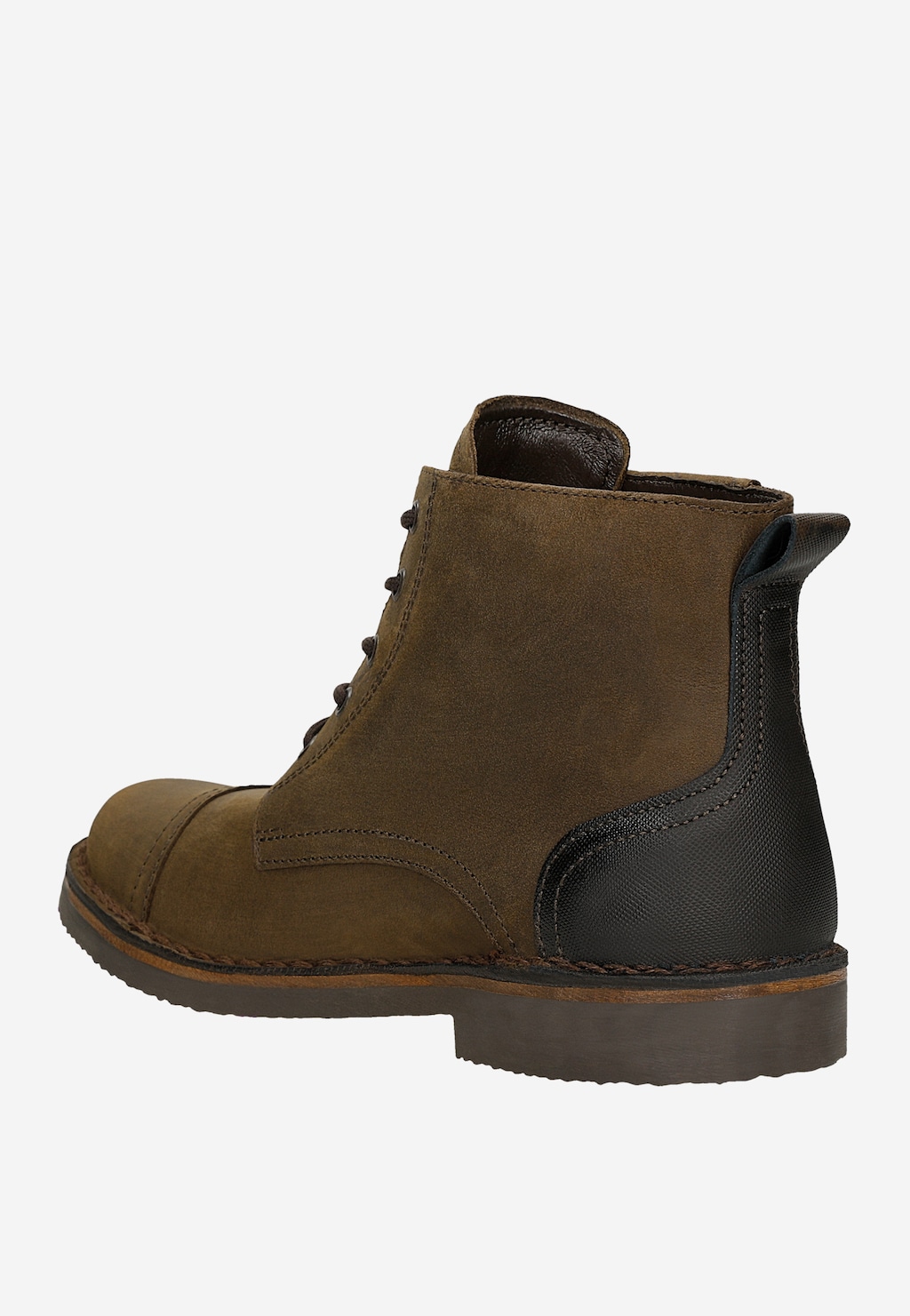 Brązowe trzewiki męskie z łączonych skór 24127-72 Widok 3