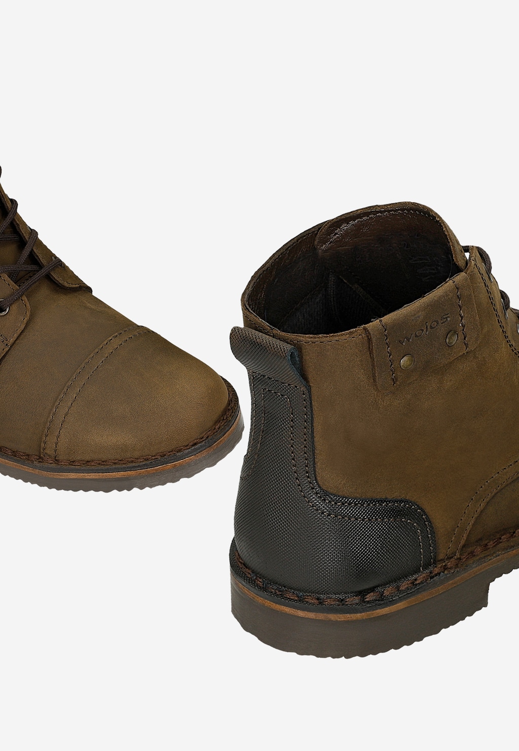 Brązowe trzewiki męskie z łączonych skór 24127-72 Widok 6