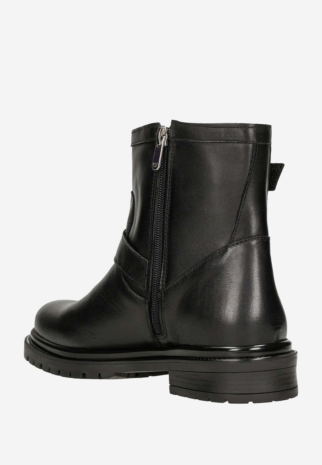 Černé kotníkové boty v biker stylu se stříbrnými přezkami 55370-51 Widok 3