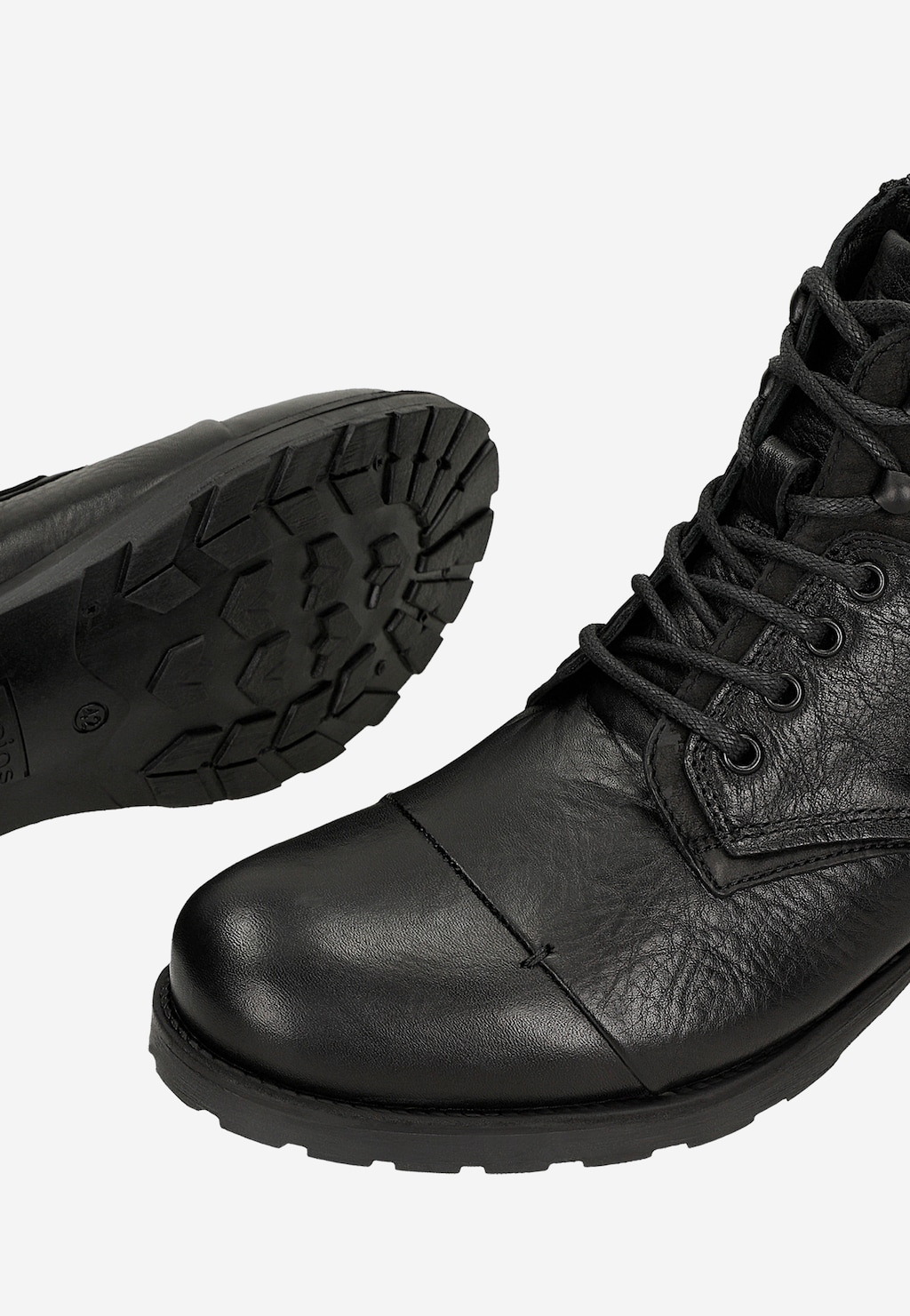 Czarne męskie workery z łączonych skór 8234-71 Widok 6