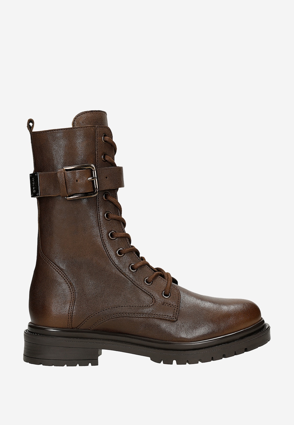 Hnědé kožené dámské kotníkové boty s vysokým šněrováním 64135-52 Widok 1