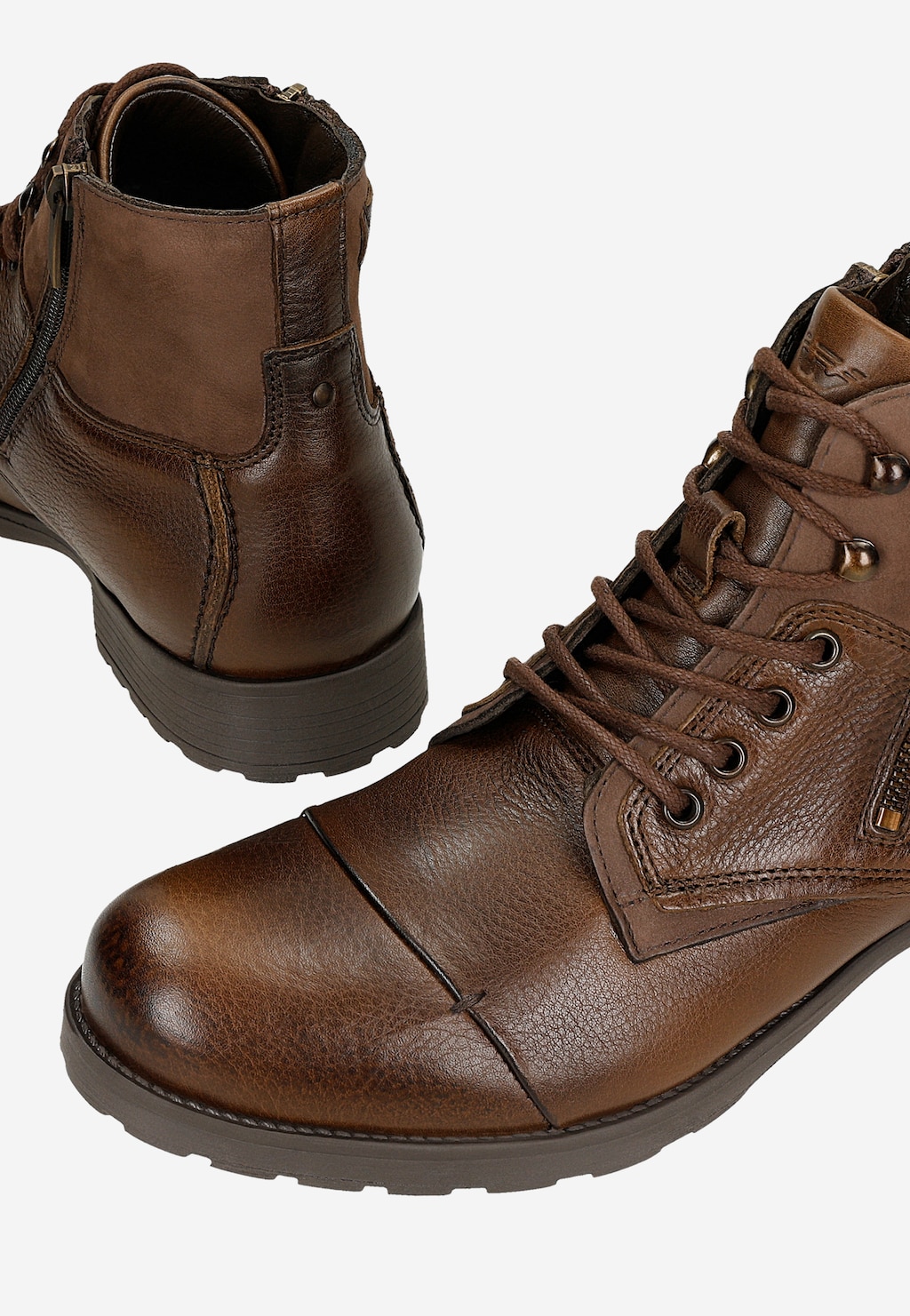 Brązowe workery męskie ze skóry licowej i nubuku 8234-72 Widok 6