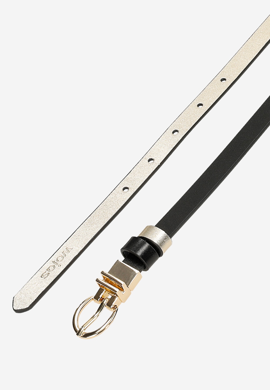 Dwustronny czarno-złoty pasek damski ze złotą klamrą 93135-58 Widok 5