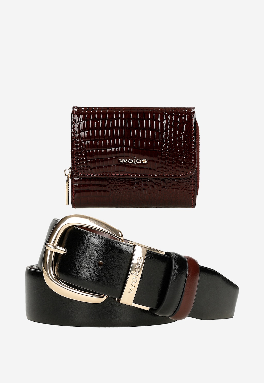 Darčekový set bordová peňaženka a obojstranný bordovo-čierny opasok 95904-55 Widok 1