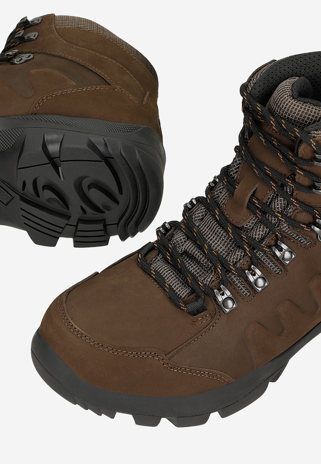 Brązowe trzewiki trekkingowe z nubuku i materiału 24122-82 Widok 6