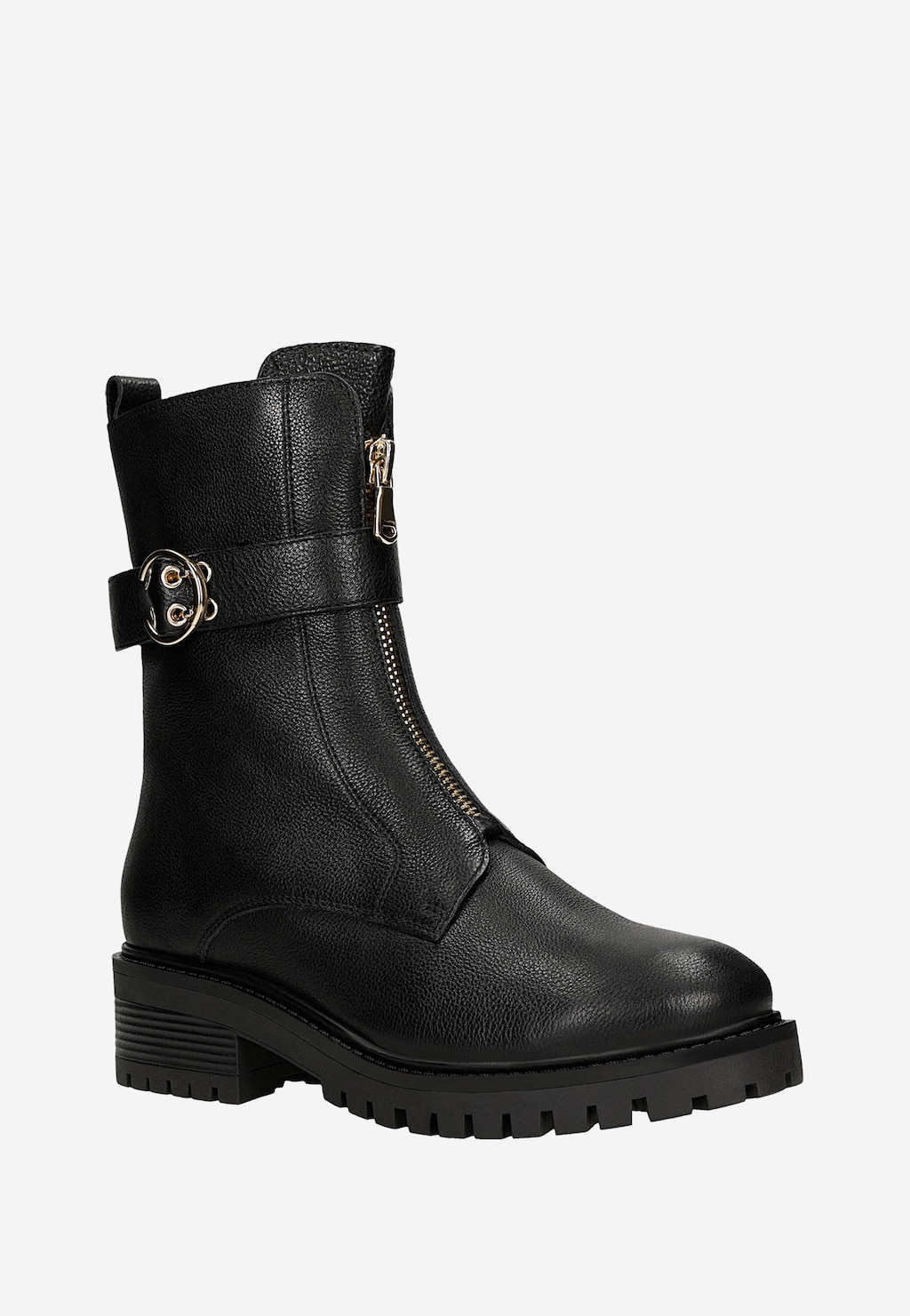 Czarne ocieplane botki damskie z wysoką cholewką 55364-51 Widok 2