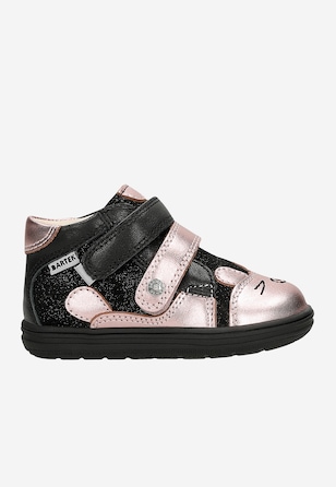 Dziewczęce trzewiki czarne ze srebrzysto-różowymi elementami BARTEK 86311-71