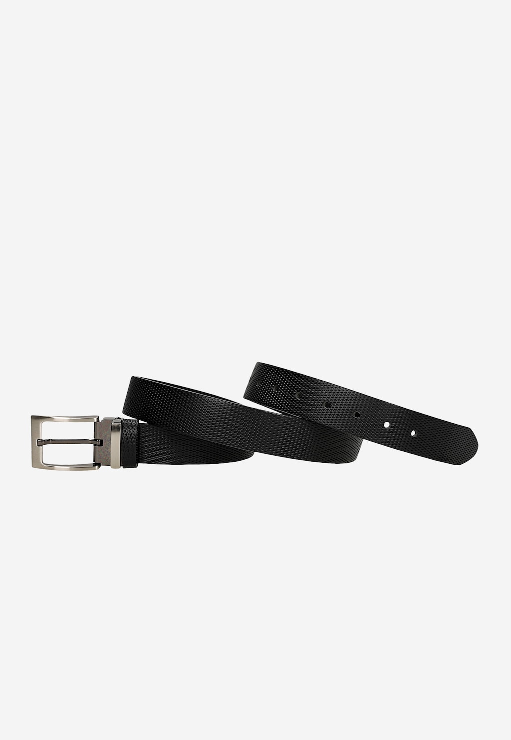 Čierny pánsky opasok z reliéfnej kože 93123-51 Widok 2