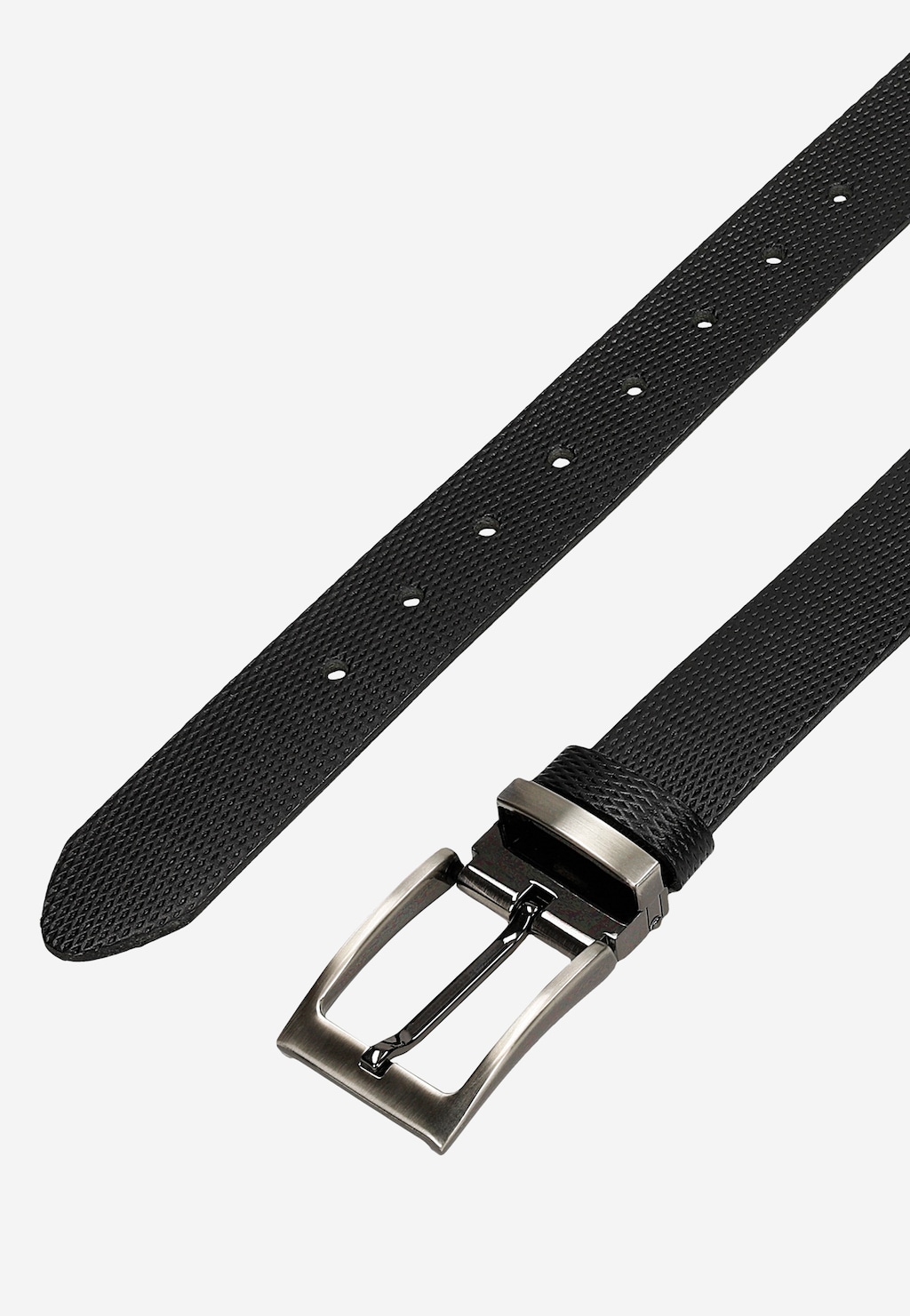 Čierny pánsky opasok z reliéfnej kože 93123-51 Widok 4