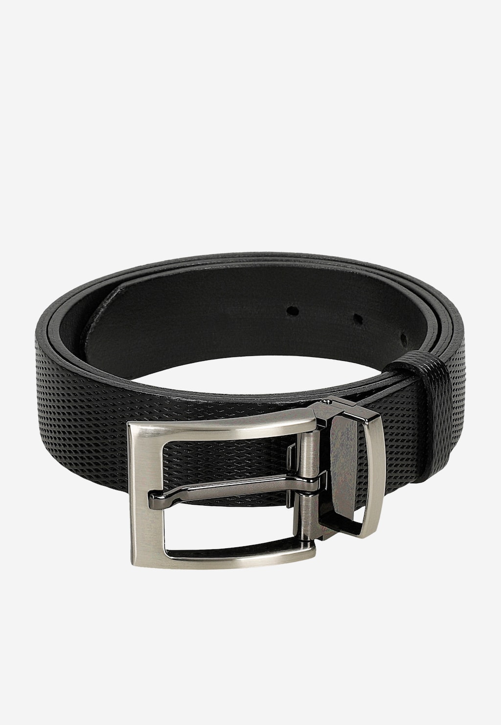 Čierny pánsky opasok z reliéfnej kože 93123-51 Widok 5