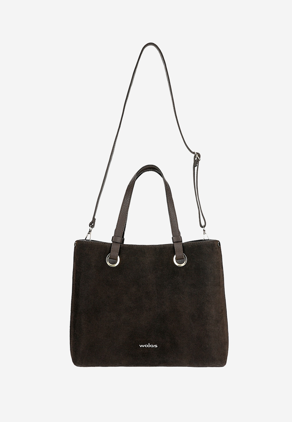 Duża ciemnobrązowa torebka damska z dwoiny welurowej 80427-72 Widok 4