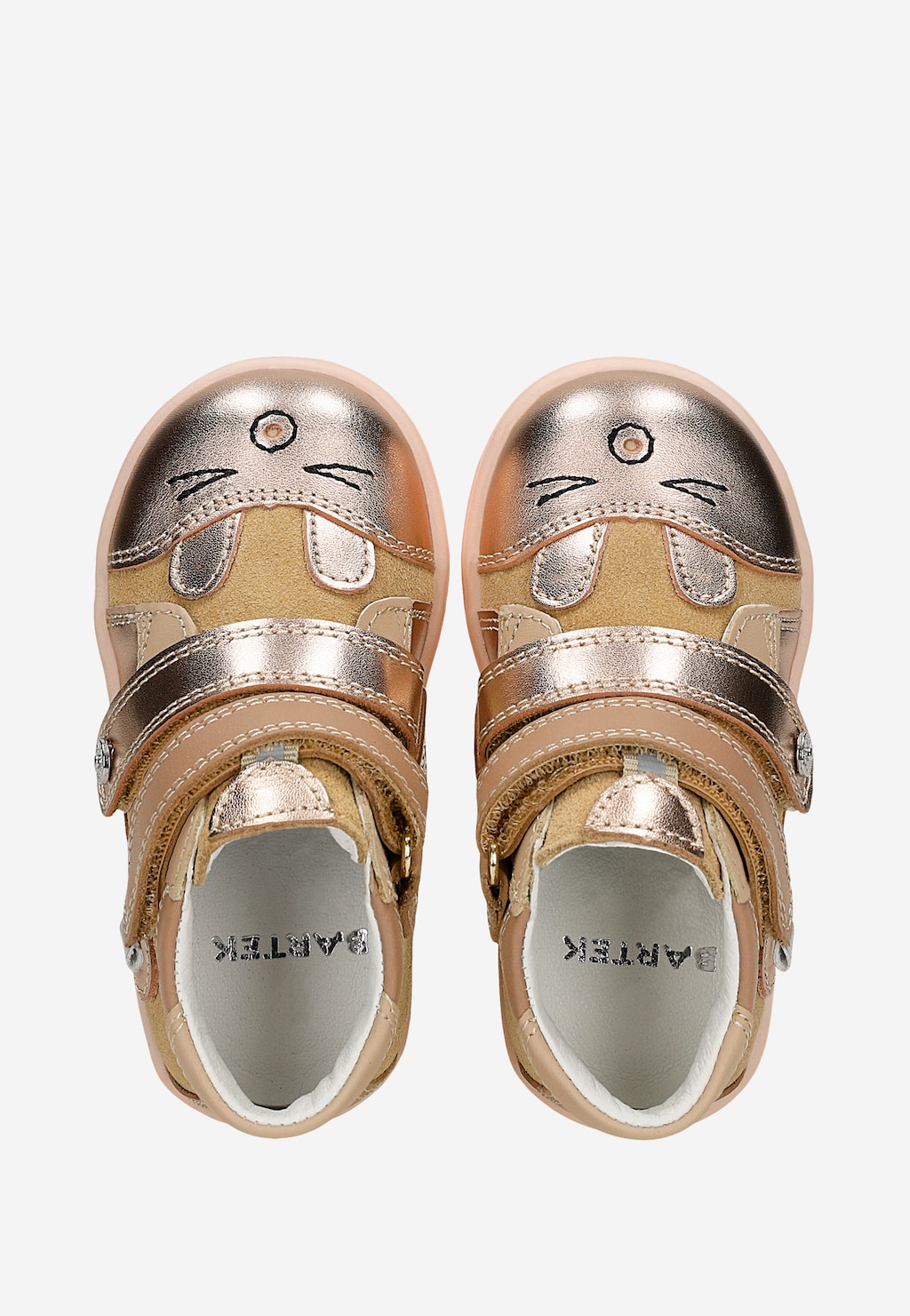 Béžově-zlaté kotníčkové boty pro dívky s motivem kočičky BARTEK 86311-78 Widok 5