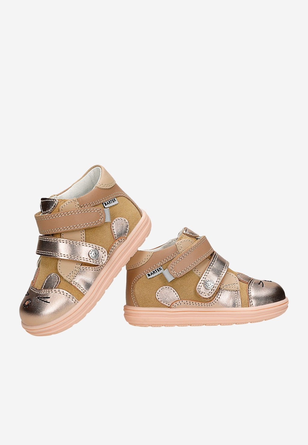 Béžově-zlaté kotníčkové boty pro dívky s motivem kočičky BARTEK 86311-78 Widok 7