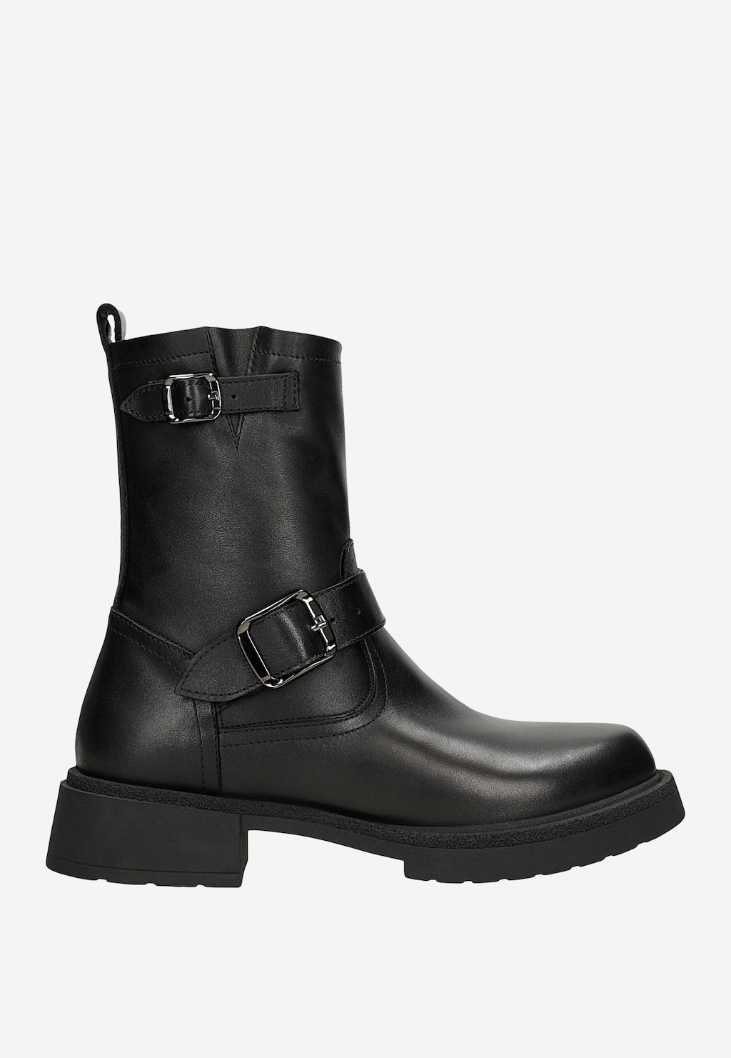 Czarne skórzane botki z klamrami 55341-51 Widok 1