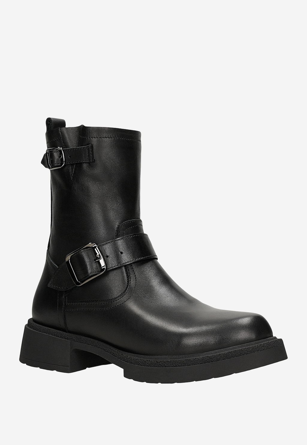 Czarne skórzane botki z klamrami 55341-51 Widok 2