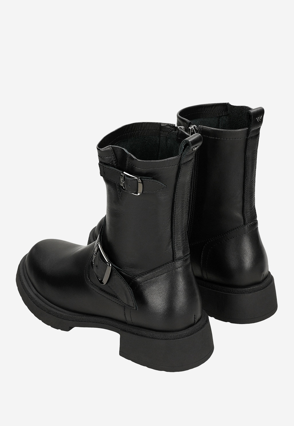 Czarne skórzane botki z klamrami 55341-51 Widok 6