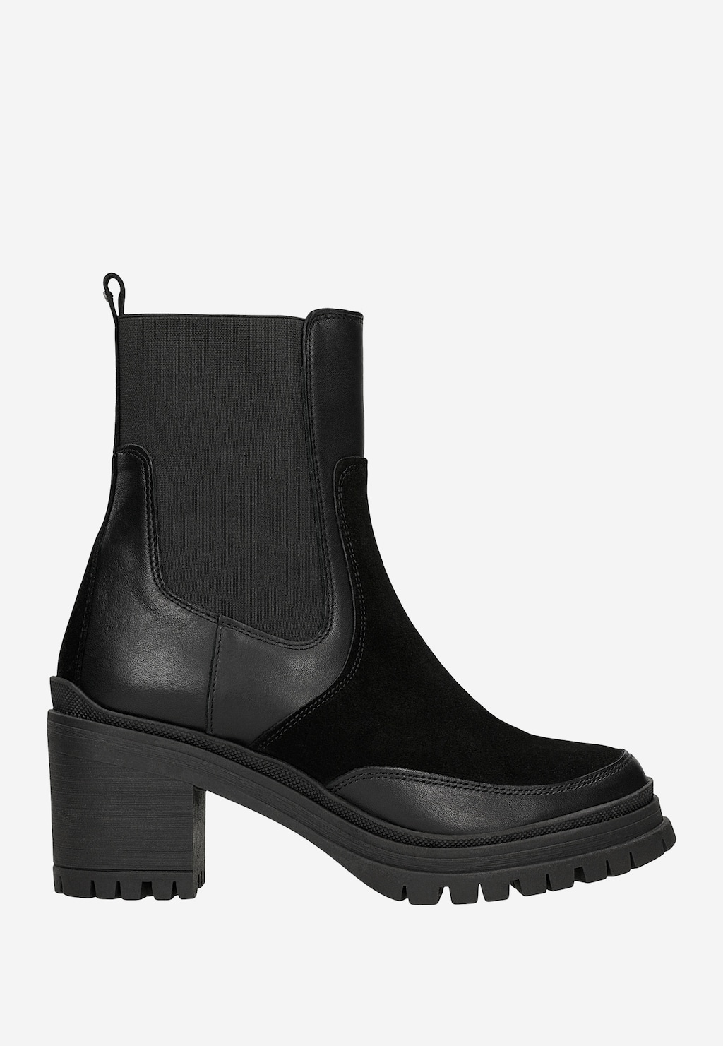 Czarne botki damskie z łączonych skór 55372-71 Widok 1