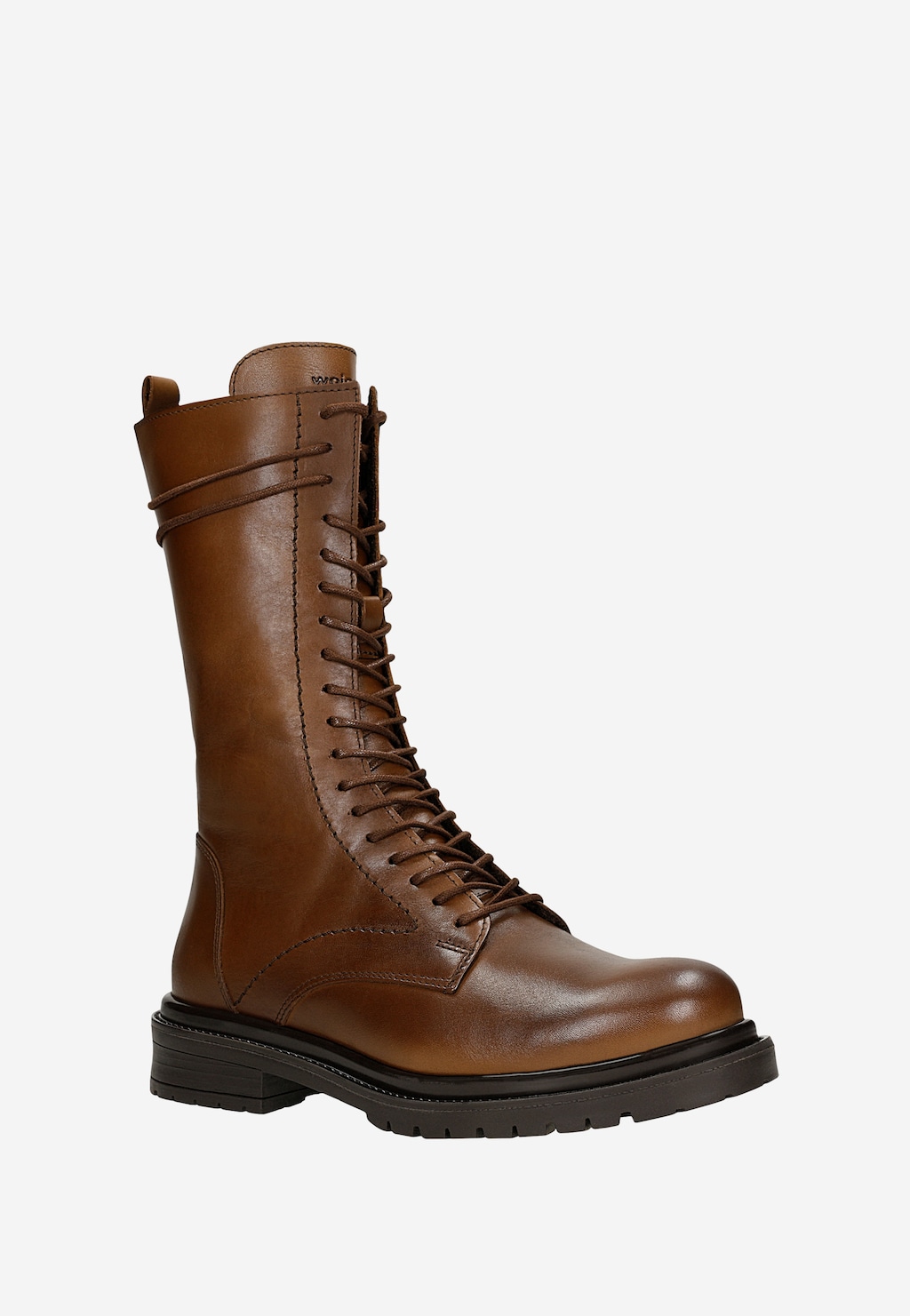 Wysokie brązowe bikery damkskie ze skóry licowej 64130-52 Widok 2