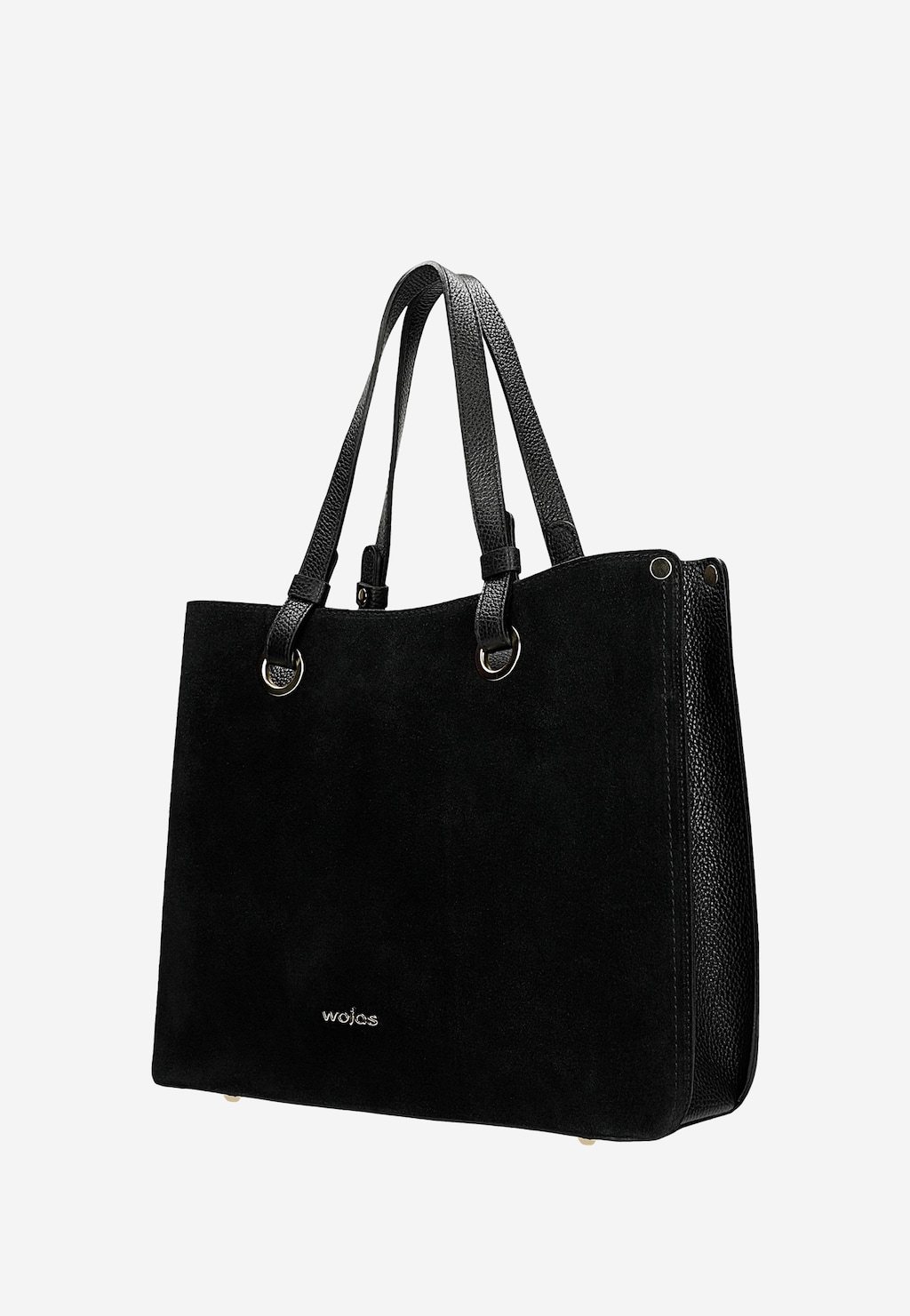 Duża czarna torebka damska ze skóry licowej i dwoiny welurowej 80427-71 Widok 2