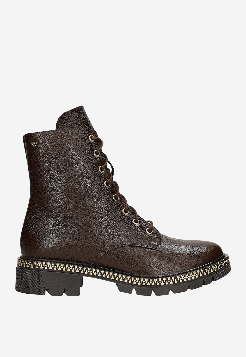Hnedé čokoládové dámske kotníkové topánky so zlatým zipsom 64139-52 Widok 1