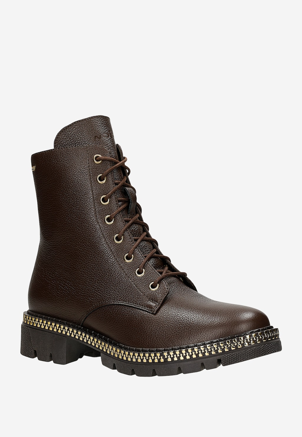 Hnedé čokoládové dámske kotníkové topánky so zlatým zipsom 64139-52 Widok 2