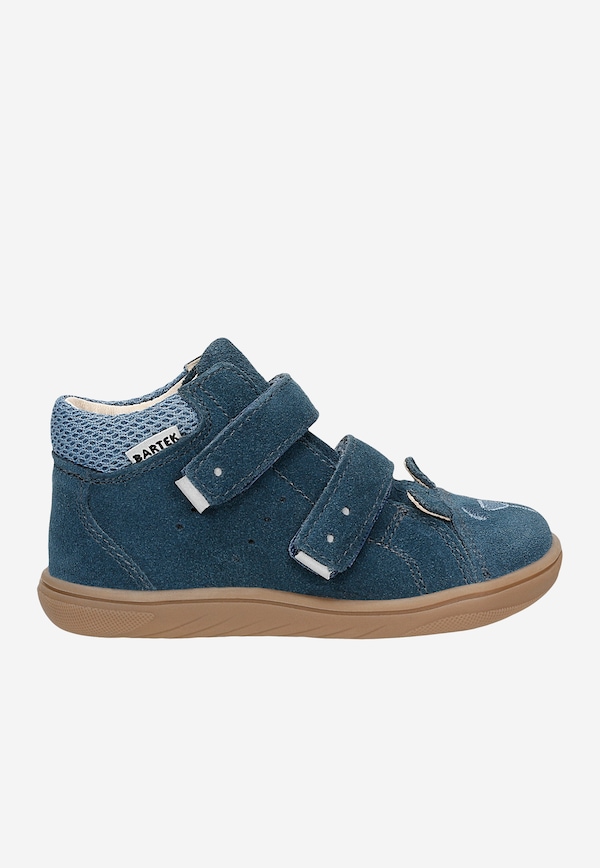 Modré vysoké dětské barefoot botičky s medvídkem BARTEK 86319-86