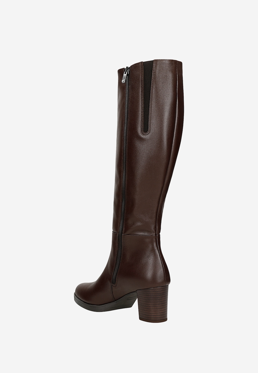 Dámské hnědé kožené služební kozačky na podpatku 7401-52 Widok 3